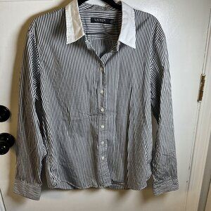 Ralph Lauren Black and White Striped Long Sleeve Button Down